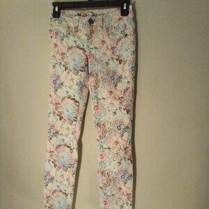 Grane Jeans Juniors 0 Skinny Floral White Pink Blue